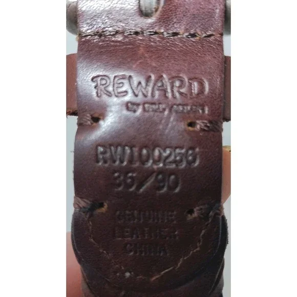 Reward By Bill Adler Brown Genuine Leather Belt Chain Link Size 36/90 - 28-43 - Picture 4 of 10